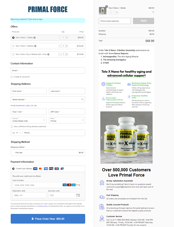 Safe and encrypted Telo X Nano payment page